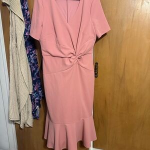 Elegant Pink Knot-Front Dress
